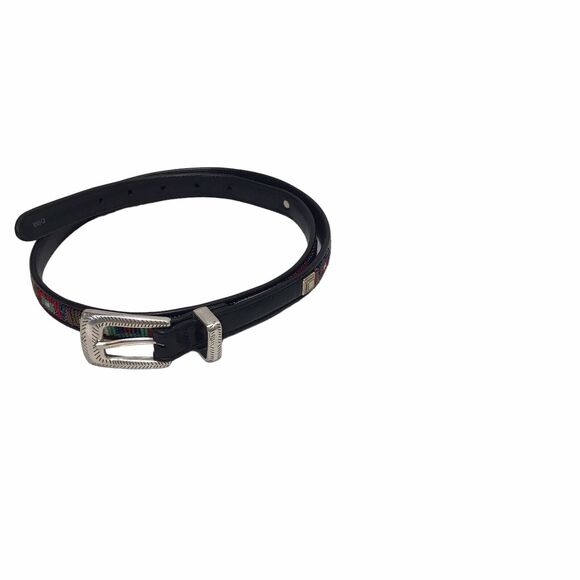 Brighton Vintage Black‎ Leather Seed Beaded Belt L Size 34 main image 10